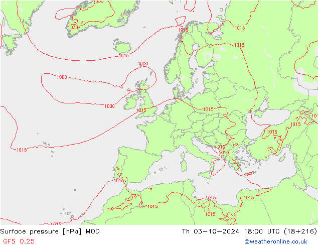 ciśnienie MOD czw. 03.10.2024 18 UTC