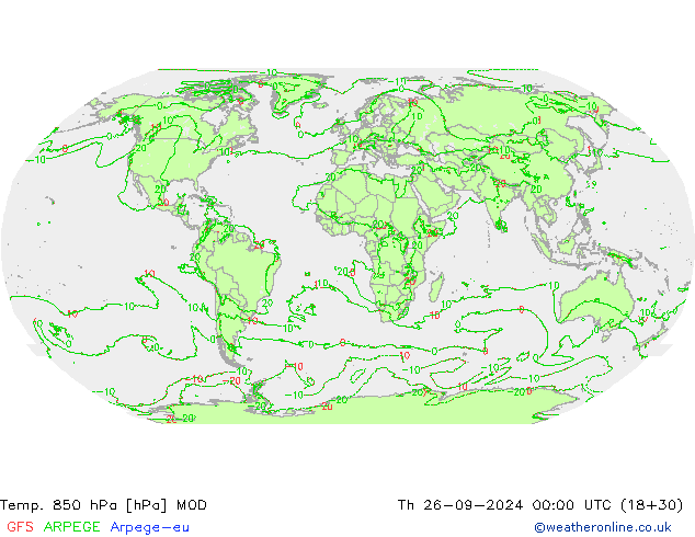 Temp. 850 hPa MOD Th 26.09.2024 00 UTC