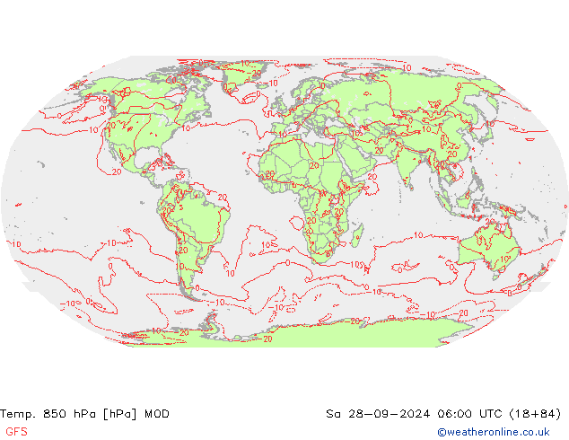 Temp. 850 hPa MOD Sa 28.09.2024 06 UTC