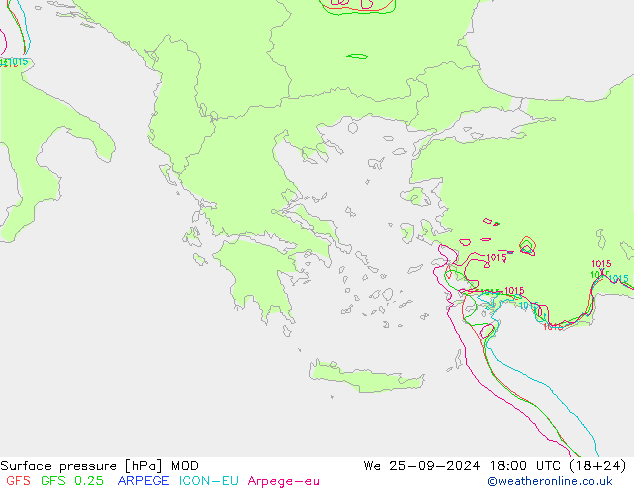 Surface pressure MOD We 25.09.2024 18 UTC