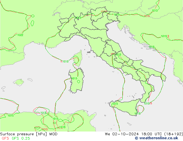 Surface pressure MOD We 02.10.2024 18 UTC