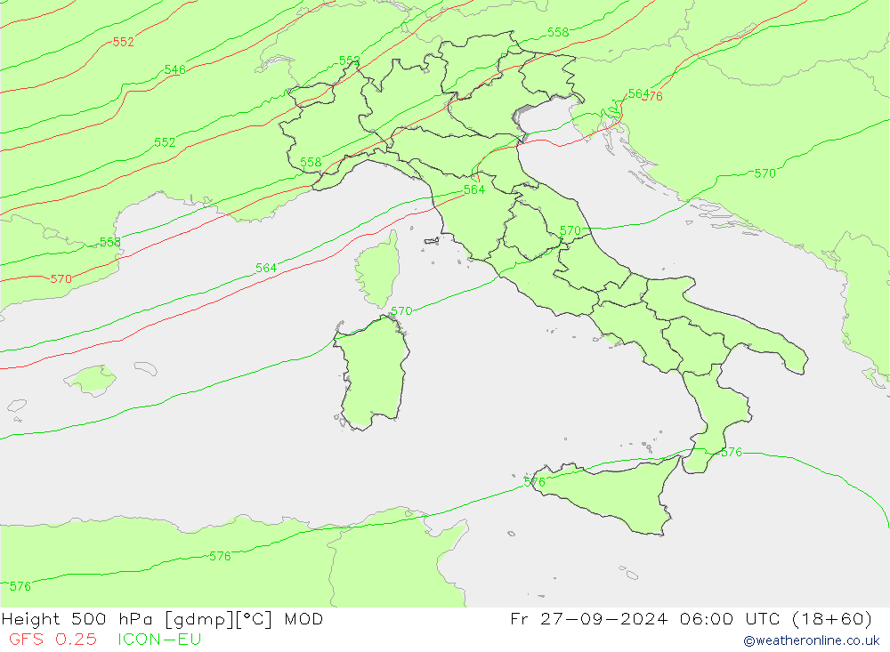 Height 500 hPa MOD Fr 27.09.2024 06 UTC