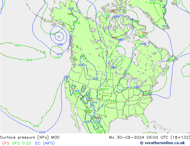 Presión superficial MOD lun 30.09.2024 06 UTC