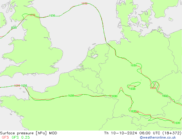 ciśnienie MOD czw. 10.10.2024 06 UTC