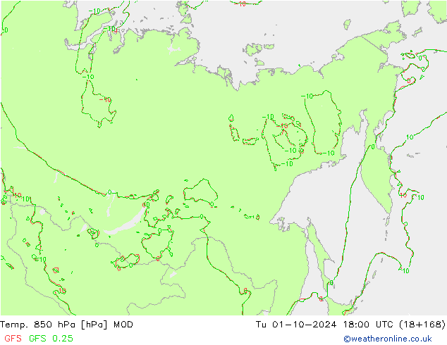 Temp. 850 hPa MOD mar 01.10.2024 18 UTC