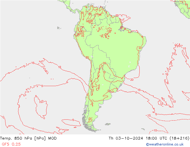 Temp. 850 hPa MOD Do 03.10.2024 18 UTC