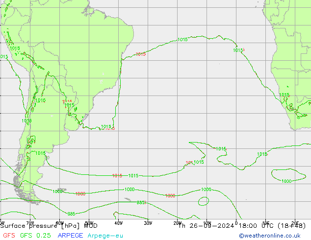 Surface pressure MOD Th 26.09.2024 18 UTC