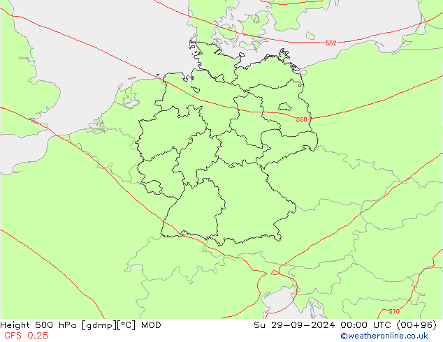 Height 500 hPa MOD Su 29.09.2024 00 UTC