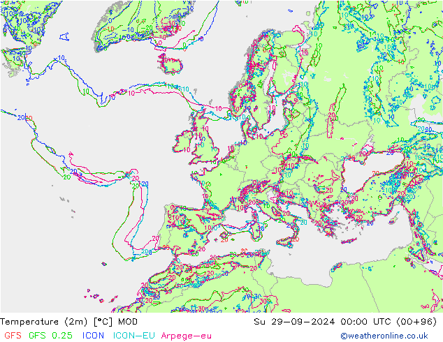 Temperatura (2m) MOD Dom 29.09.2024 00 UTC