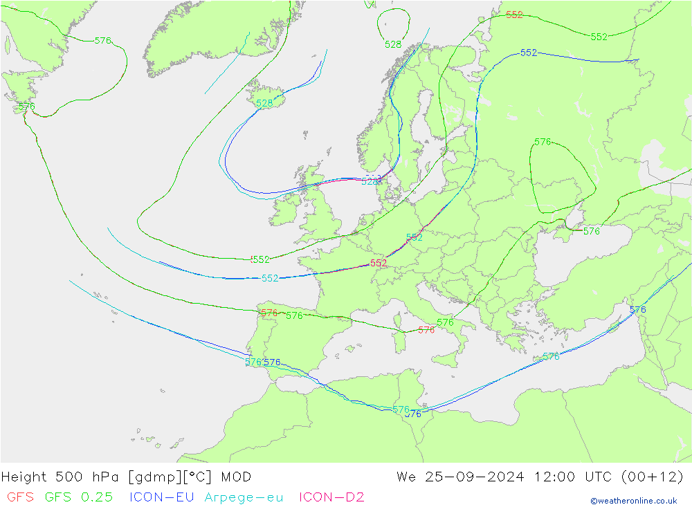 Height 500 hPa MOD  25.09.2024 12 UTC