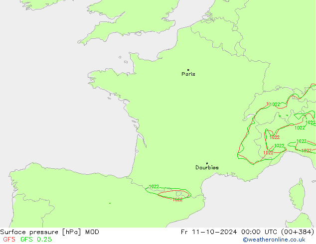 Surface pressure MOD Fr 11.10.2024 00 UTC