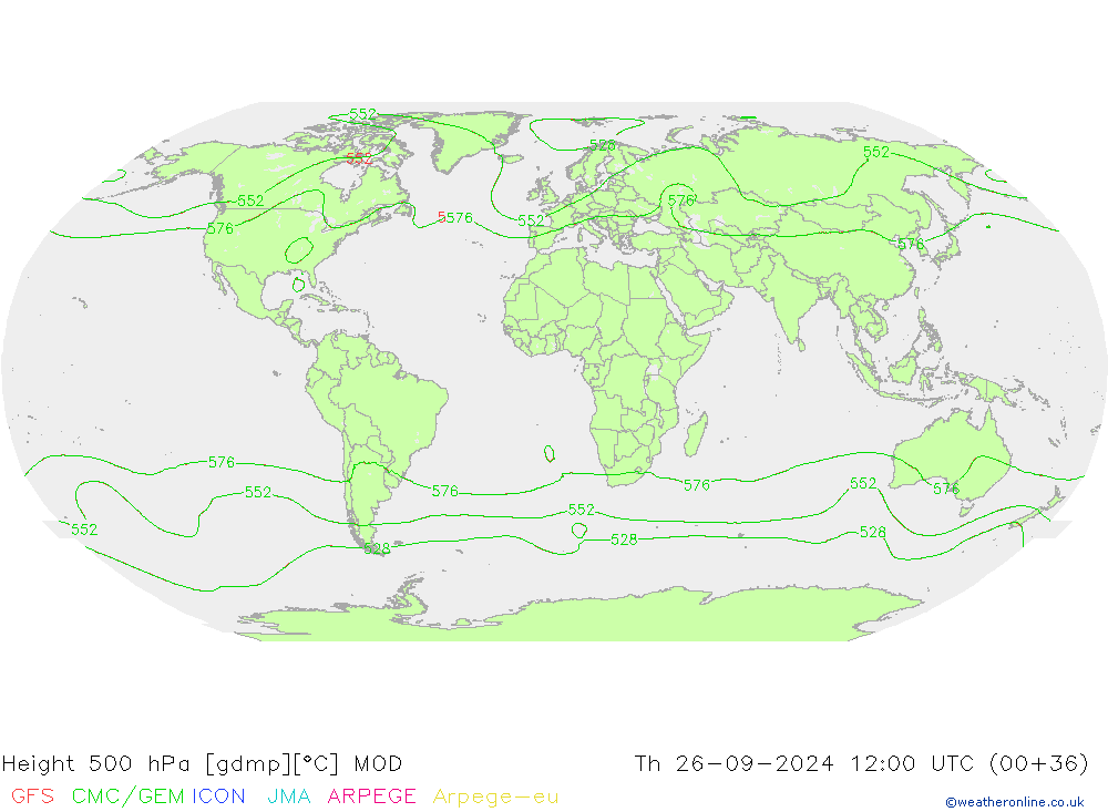 Height 500 hPa MOD  26.09.2024 12 UTC