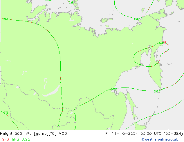 Height 500 hPa MOD ven 11.10.2024 00 UTC