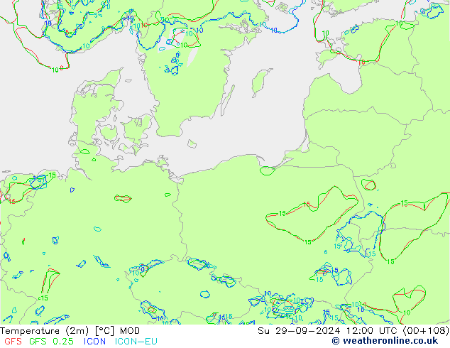 mapa temperatury (2m) MOD nie. 29.09.2024 12 UTC