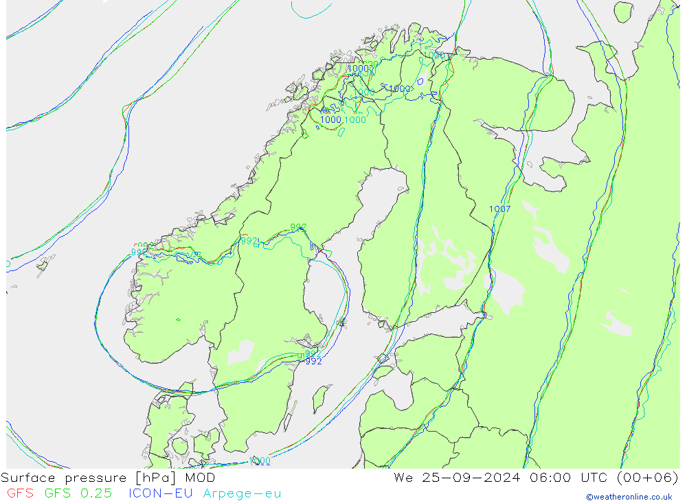 приземное давление MOD ср 25.09.2024 06 UTC