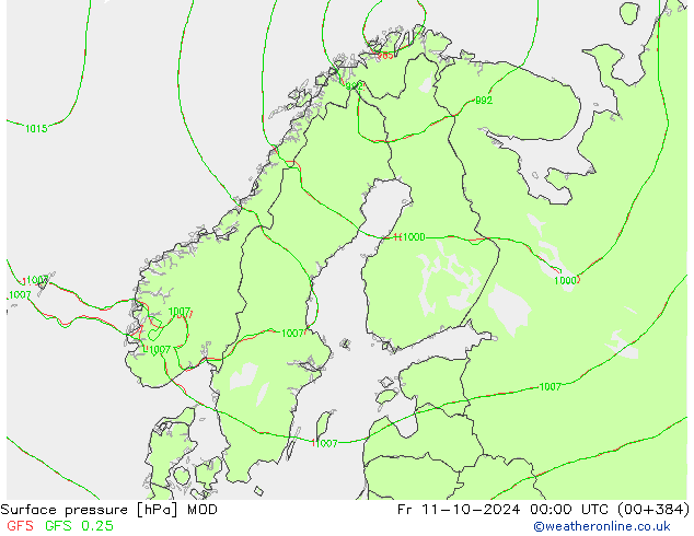 приземное давление MOD пт 11.10.2024 00 UTC