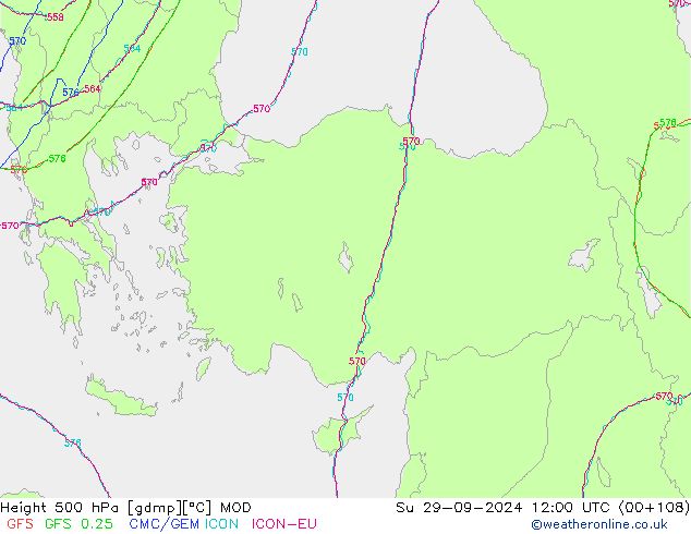 Height 500 гПа MOD Вс 29.09.2024 12 UTC