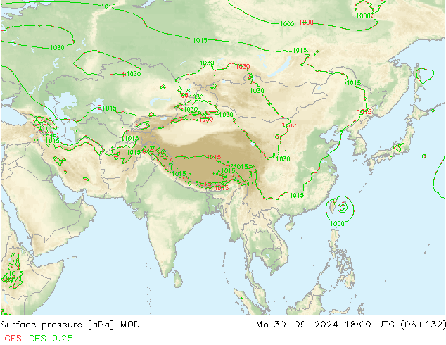 Luchtdruk (Grond) MOD ma 30.09.2024 18 UTC