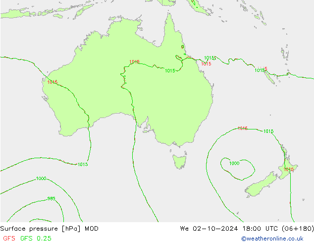 Luchtdruk (Grond) MOD wo 02.10.2024 18 UTC