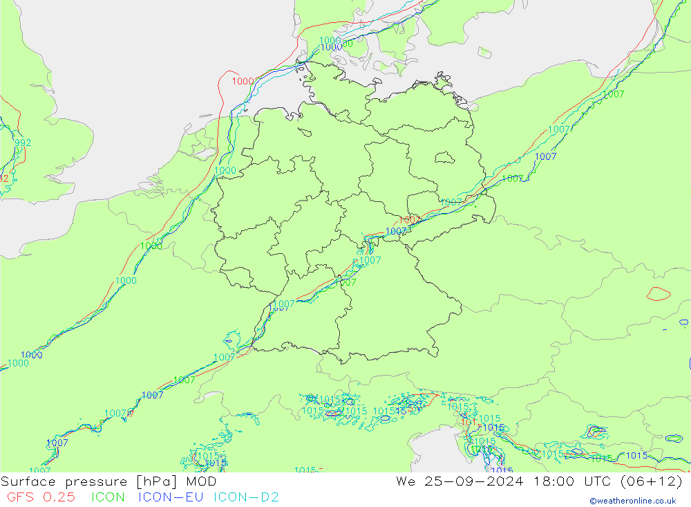 Surface pressure MOD We 25.09.2024 18 UTC