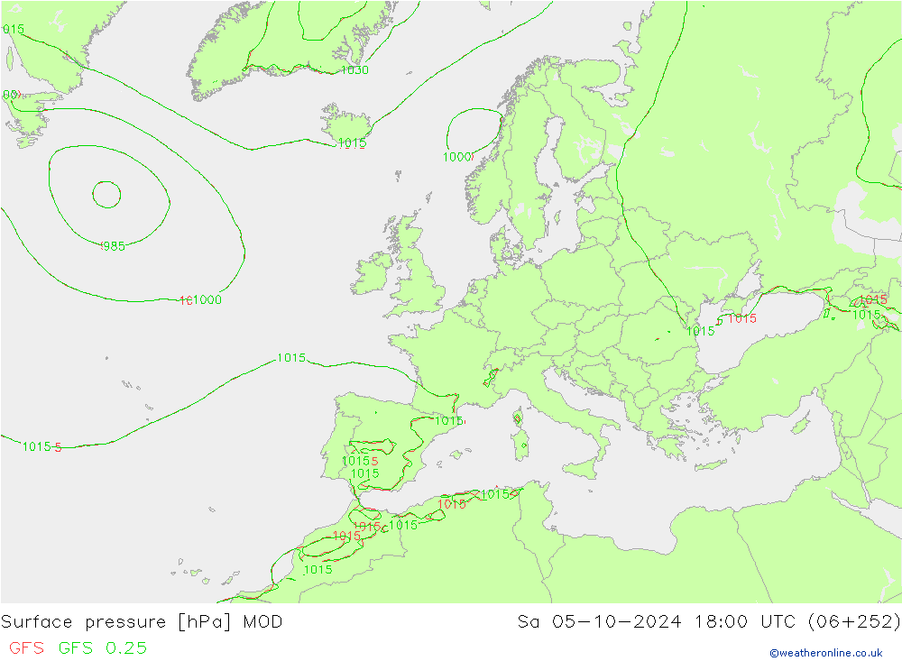 Atmosférický tlak MOD So 05.10.2024 18 UTC