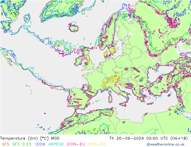 карта температуры MOD чт 26.09.2024 00 UTC