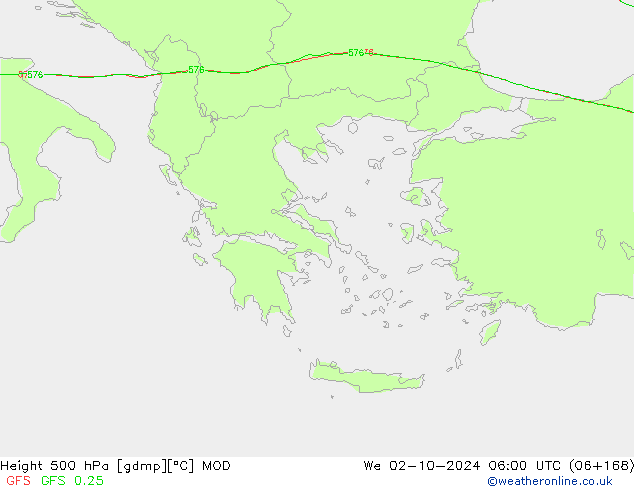 Height 500 hPa MOD We 02.10.2024 06 UTC