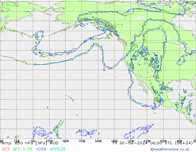 Temp. 850 hPa MOD Do 26.09.2024 06 UTC