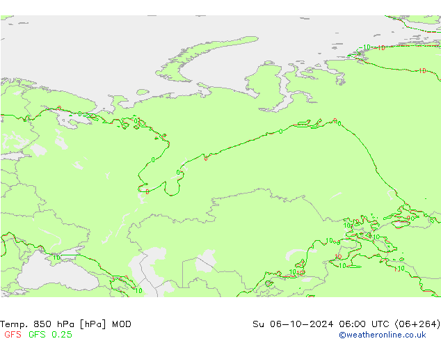 Temp. 850 hPa MOD  06.10.2024 06 UTC