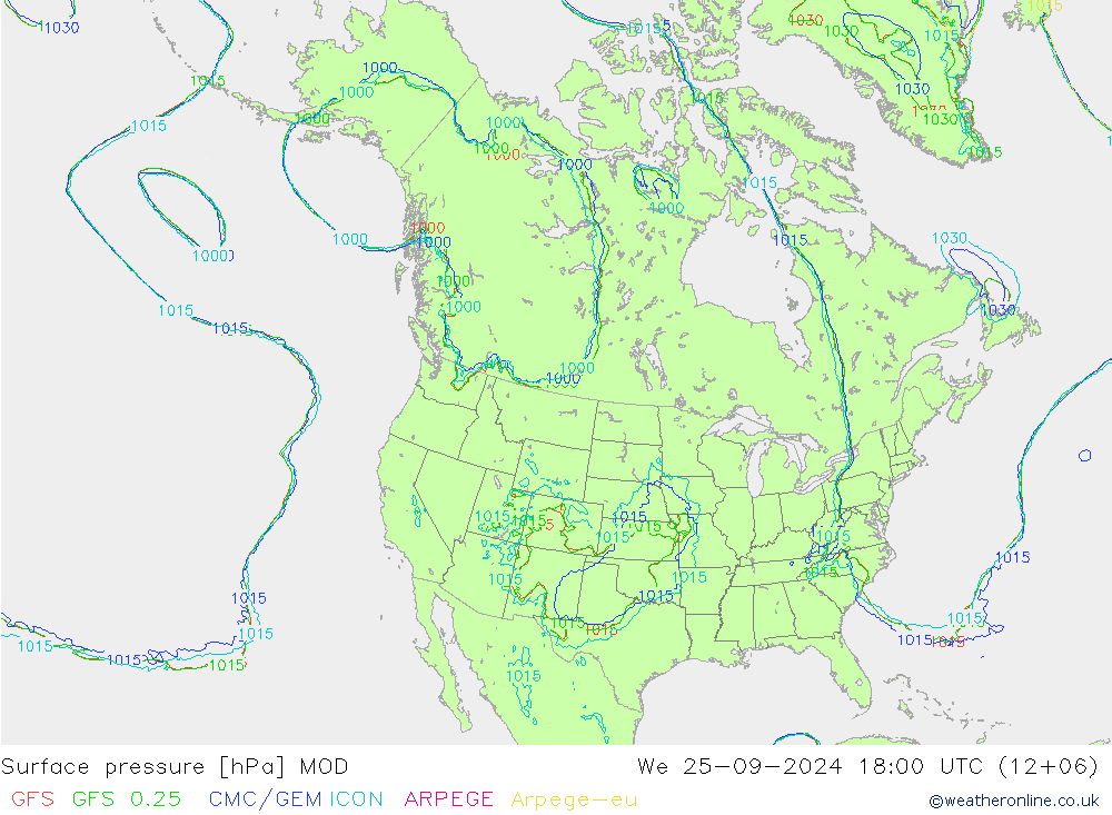 Surface pressure MOD We 25.09.2024 18 UTC