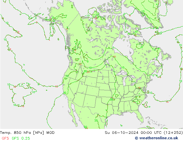 Temp. 850 hPa MOD Ne 06.10.2024 00 UTC