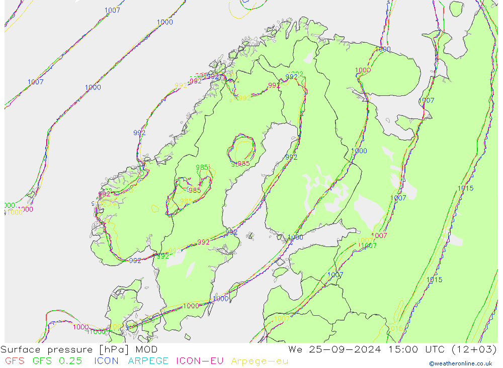 приземное давление MOD ср 25.09.2024 15 UTC