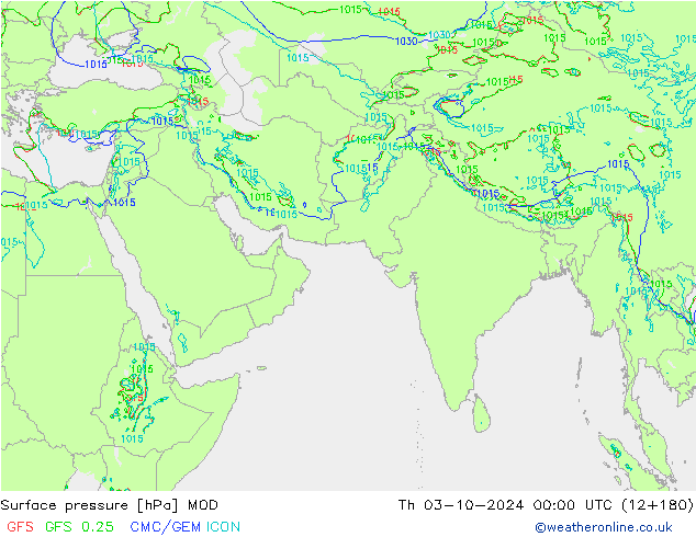 Surface pressure MOD Th 03.10.2024 00 UTC