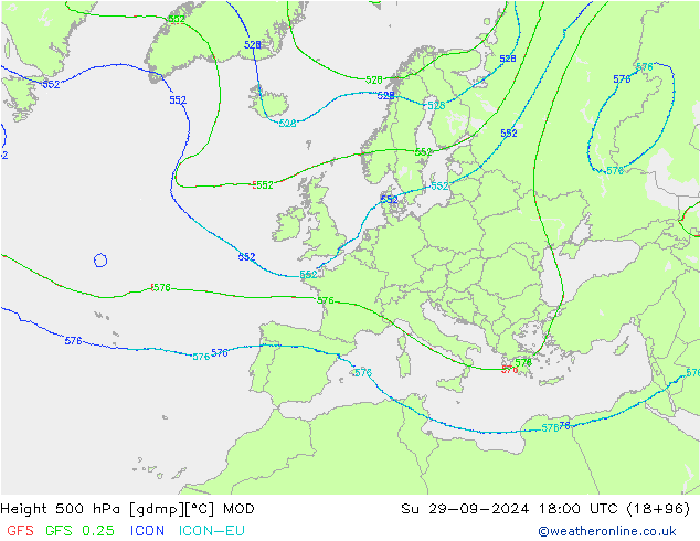 Height 500 hPa MOD dom 29.09.2024 18 UTC