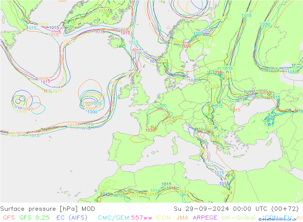 Atmosférický tlak MOD Ne 29.09.2024 00 UTC