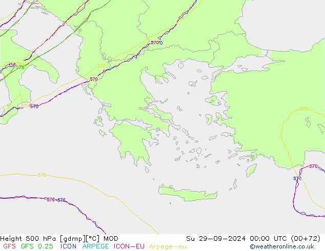 Height 500 гПа MOD Вс 29.09.2024 00 UTC