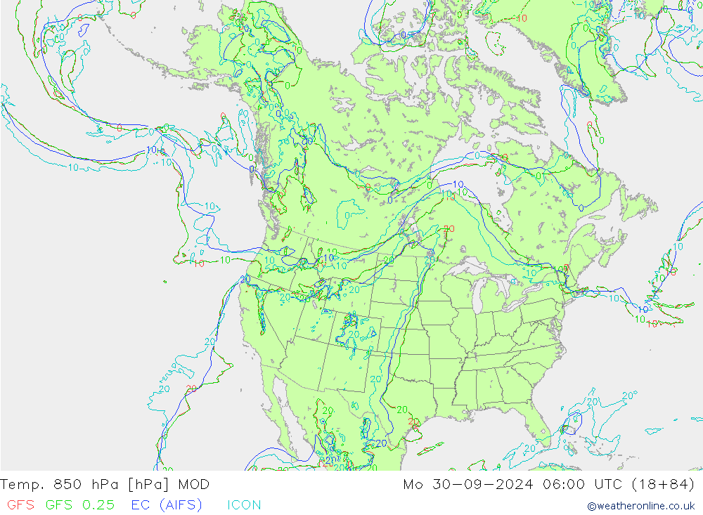 850 hPa Sıc. MOD Pzt 30.09.2024 06 UTC