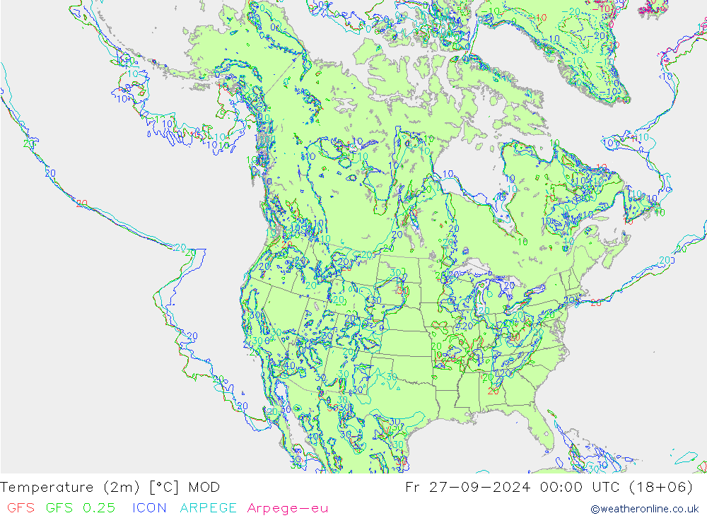 карта температуры MOD пт 27.09.2024 00 UTC