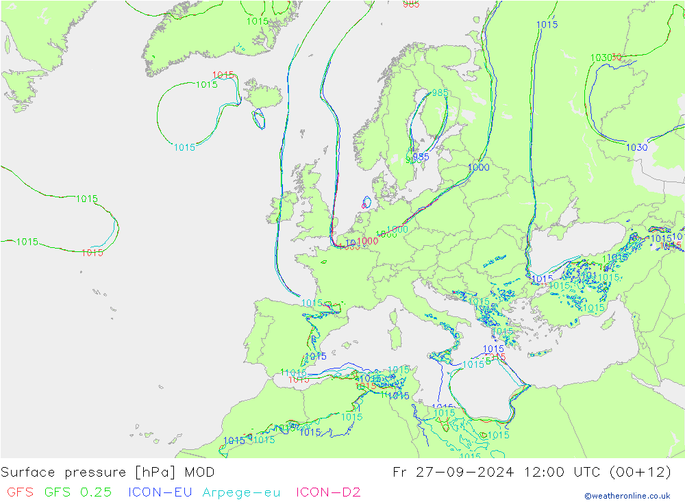 приземное давление MOD пт 27.09.2024 12 UTC