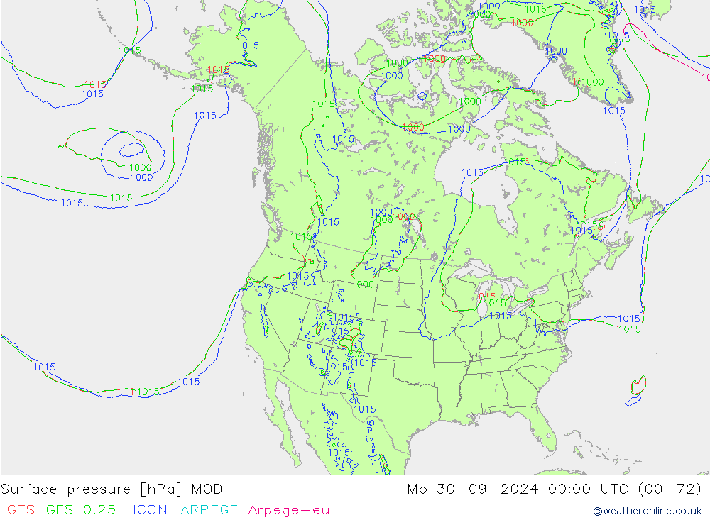 приземное давление MOD пн 30.09.2024 00 UTC