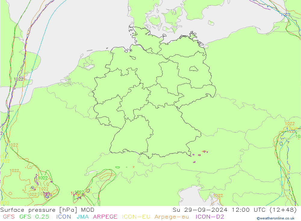 Luchtdruk (Grond) MOD zo 29.09.2024 12 UTC