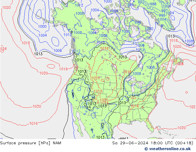 Luchtdruk (Grond) NAM za 29.06.2024 18 UTC