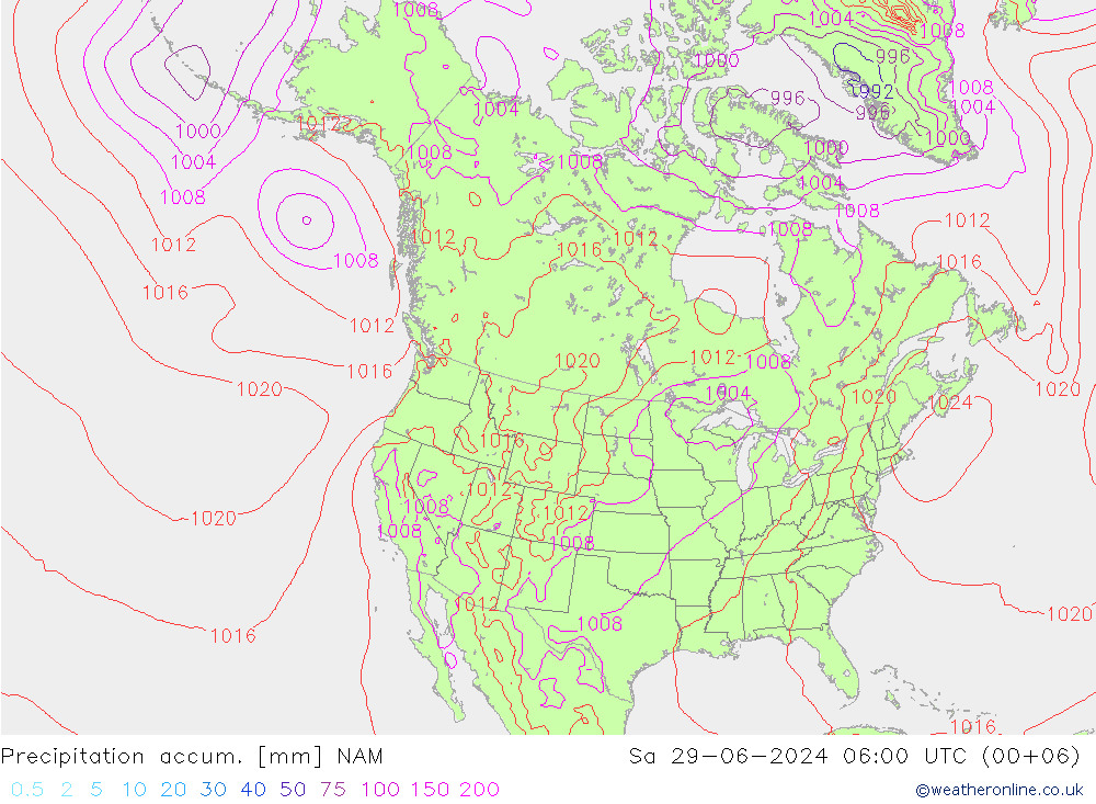 Totale neerslag NAM za 29.06.2024 06 UTC