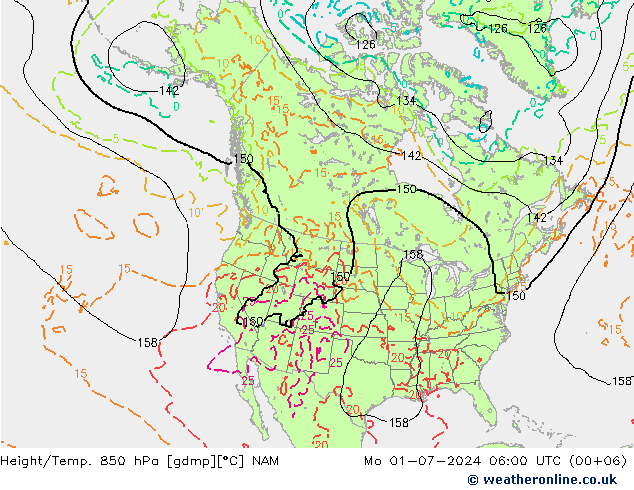 Hoogte/Temp. 850 hPa NAM ma 01.07.2024 06 UTC