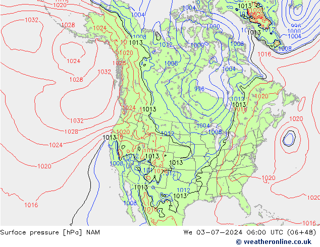 Luchtdruk (Grond) NAM wo 03.07.2024 06 UTC