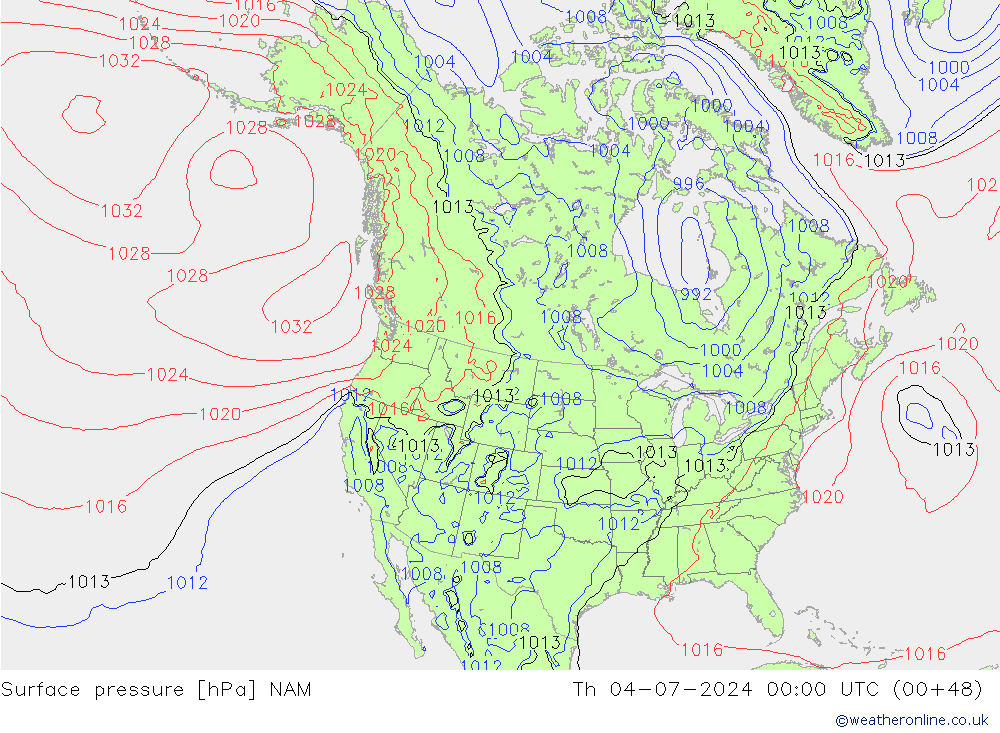 Luchtdruk (Grond) NAM do 04.07.2024 00 UTC