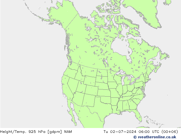 Height/Temp. 925 hPa NAM 星期二 02.07.2024 06 UTC