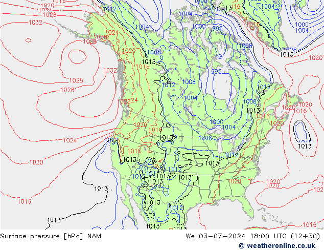 Luchtdruk (Grond) NAM wo 03.07.2024 18 UTC