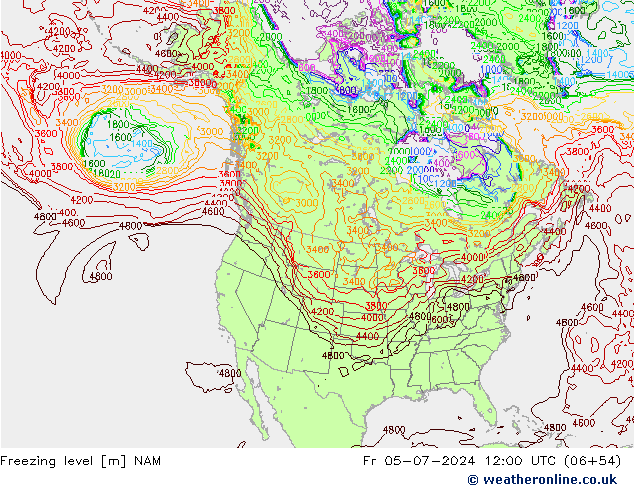 Nulgradenniveau NAM vr 05.07.2024 12 UTC