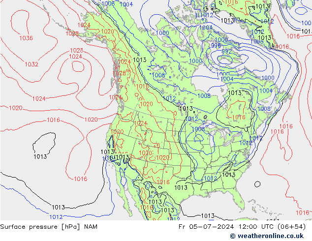 地面气压 NAM 星期五 05.07.2024 12 UTC
